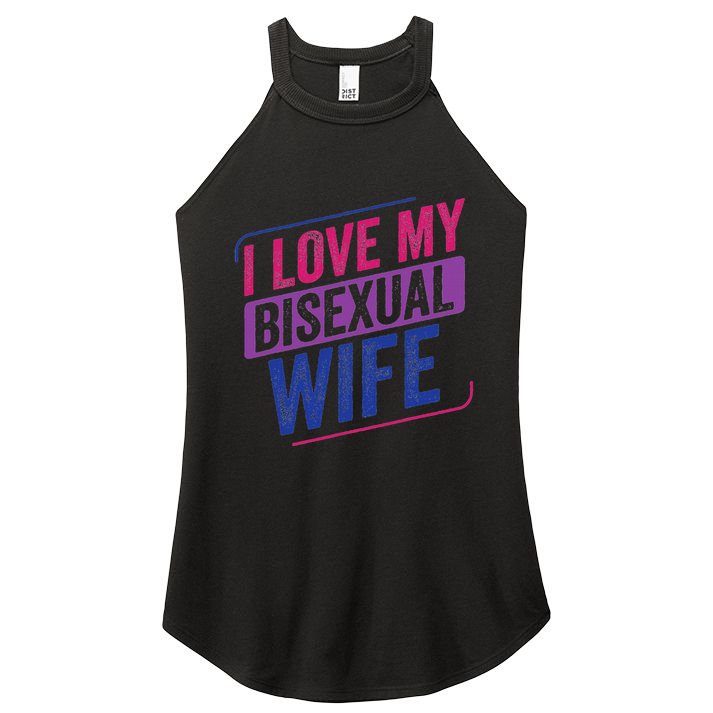 I Love My Bisexual Wife Bi Pride Bisexual Flag Women's Perfect Tri Rocker Tank