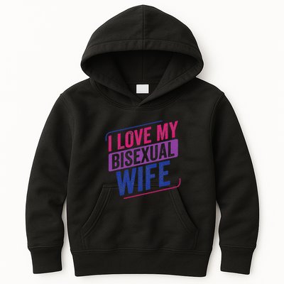 I Love My Bisexual Wife Bi Pride Bisexual Flag Kids Hoodie