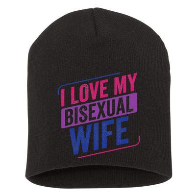 I Love My Bisexual Wife Bi Pride Bisexual Flag Short Acrylic Beanie