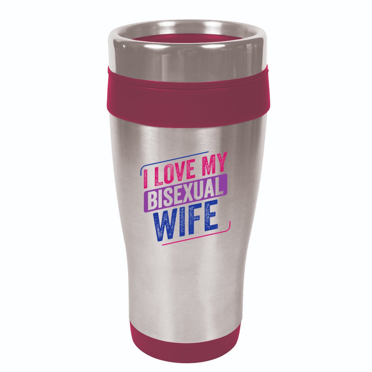 I Love My Bisexual Wife Bi Pride Bisexual Flag 16oz Travel Tumbler