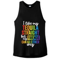 I Like My Tequila Straight But My Friends Can Go Either Way Ladies PosiCharge Tri-Blend Wicking Tank