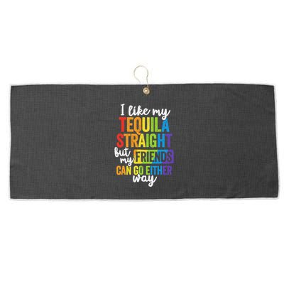 I Like My Tequila Straight But My Friends Can Go Either Way Large Microfiber Waffle Golf Towel