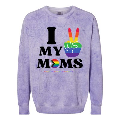 I Love My 2 Moms Supports Lgbtq+ Parenthood Proud Family Cool Gift Colorblast Crewneck Sweatshirt