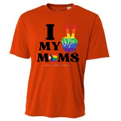 I Love My 2 Moms Supports Lgbtq+ Parenthood Proud Family Cool Gift Cooling Performance Crew T-Shirt