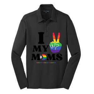 I Love My 2 Moms Supports Lgbtq+ Parenthood Proud Family Cool Gift Silk Touch Performance Long Sleeve Polo