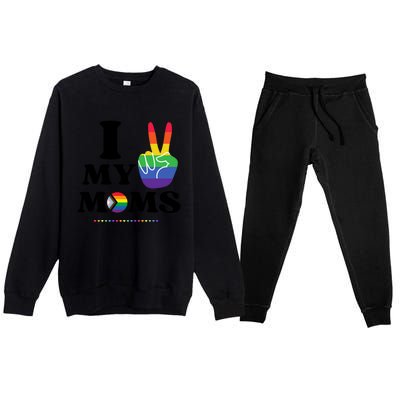 I Love My 2 Moms Supports Lgbtq+ Parenthood Proud Family Cool Gift Premium Crewneck Sweatsuit Set