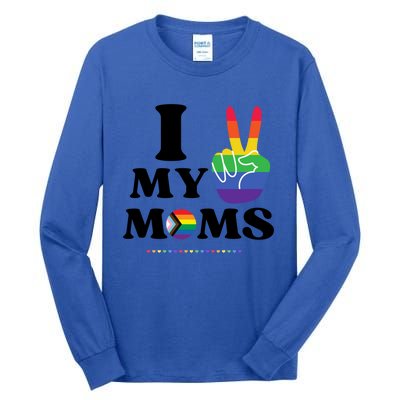 I Love My 2 Moms Supports Lgbtq+ Parenthood Proud Family Cool Gift Tall Long Sleeve T-Shirt