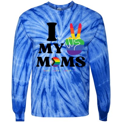 I Love My 2 Moms Supports Lgbtq+ Parenthood Proud Family Cool Gift Tie-Dye Long Sleeve Shirt