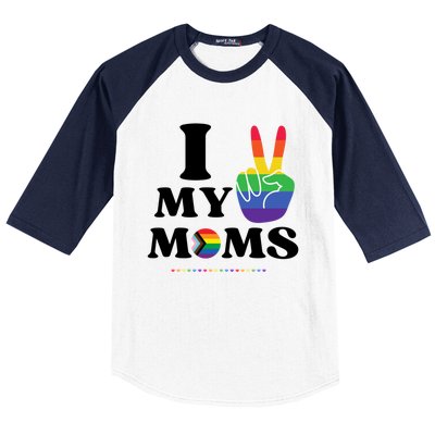 I Love My 2 Moms Supports Lgbtq+ Parenthood Proud Family Cool Gift Baseball Sleeve Shirt