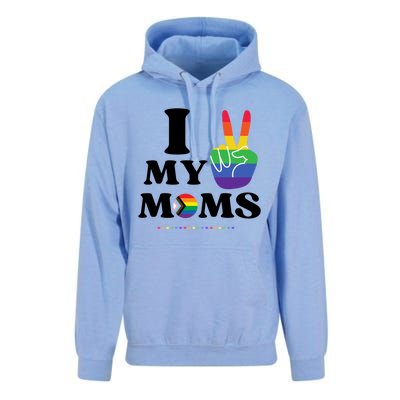 I Love My 2 Moms Supports Lgbtq+ Parenthood Proud Family Cool Gift Unisex Surf Hoodie