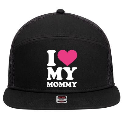 I Love My Mommy Cool Gift 7 Panel Mesh Trucker Snapback Hat