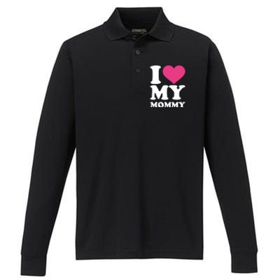 I Love My Mommy Cool Gift Performance Long Sleeve Polo