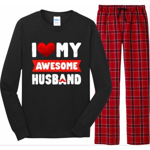 I Love My Awesome Husband Cute Valentine's Day Couples Meaningful Gift Long Sleeve Pajama Set