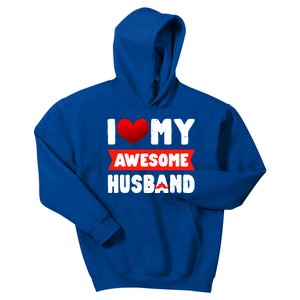 I Love My Awesome Husband Cute Valentine's Day Couples Meaningful Gift Kids Hoodie