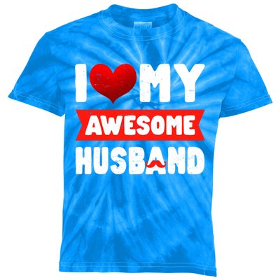 I Love My Awesome Husband Cute Valentine's Day Couples Meaningful Gift Kids Tie-Dye T-Shirt