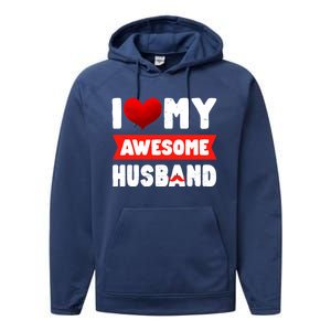 I Love My Awesome Husband Cute Valentine's Day Couples Meaningful Gift Performance Fleece Hoodie