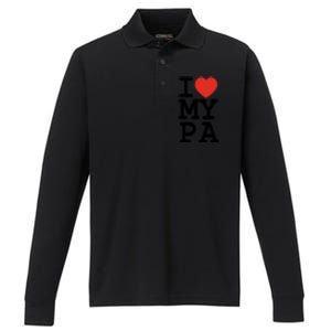 I Love My Pa Family Matching Valentines Day Gift Performance Long Sleeve Polo