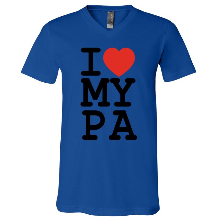 I Love My Pa Family Matching Valentines Day Gift V-Neck T-Shirt