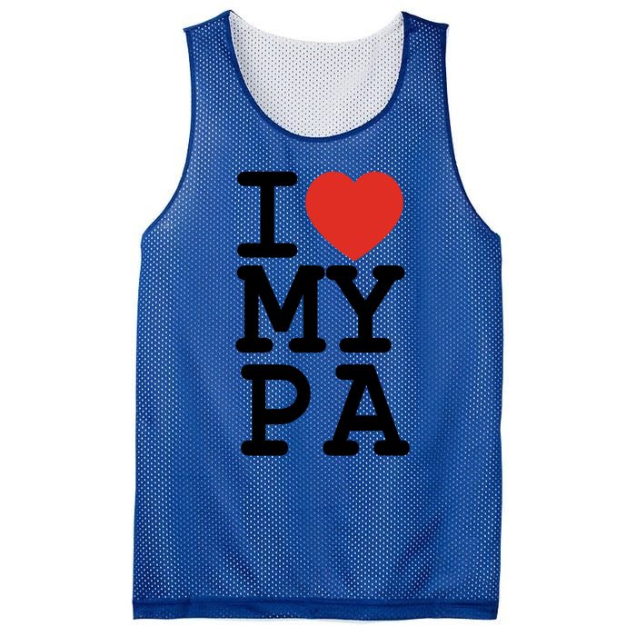 I Love My Pa Family Matching Valentines Day Gift Mesh Reversible Basketball Jersey Tank