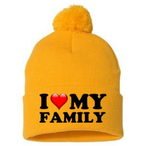 I Love My Family Pom Pom 12in Knit Beanie