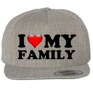 I Love My Family Wool Snapback Cap