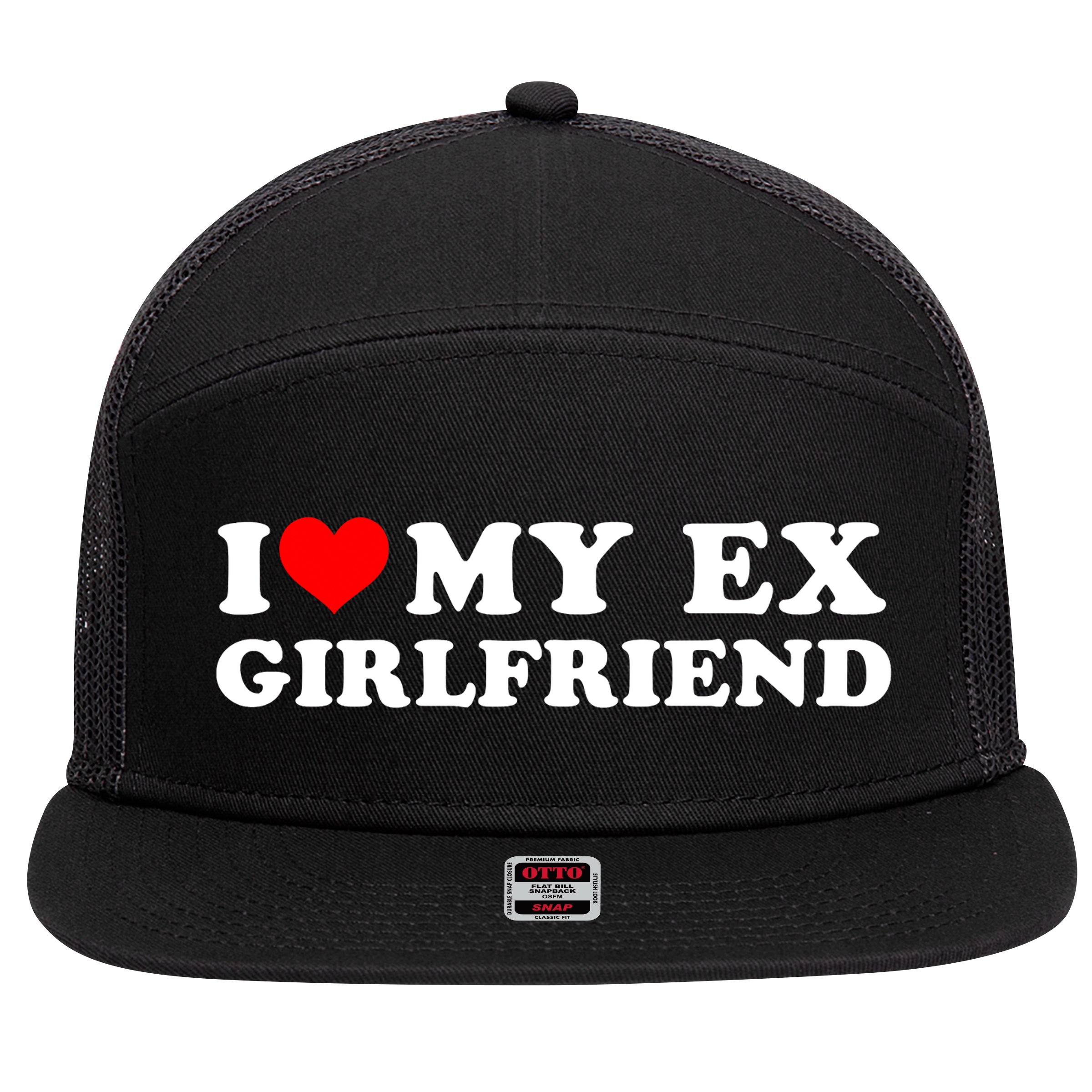 I Love My EX Girlfriend I Heart My Ex Girlfriend GF 7 Panel Mesh Trucker Snapback Hat