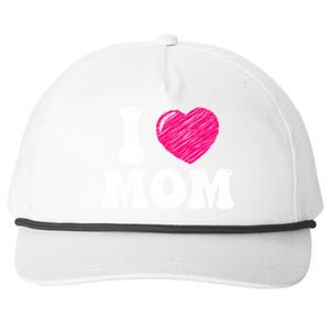 I Love My Mom Valentine's Day Mother's Day For Mother Mommy Gift Snapback Five-Panel Rope Hat