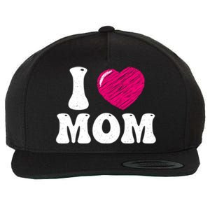 I Love My Mom Valentine's Day Mother's Day For Mother Mommy Gift Wool Snapback Cap