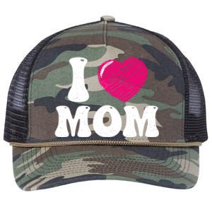 I Love My Mom Valentine's Day Mother's Day For Mother Mommy Gift Retro Rope Trucker Hat Cap