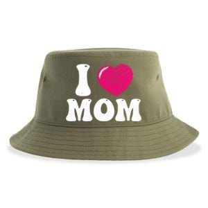 I Love My Mom Valentine's Day Mother's Day For Mother Mommy Gift Sustainable Bucket Hat