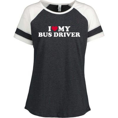 I Love My Bus Driver Enza Ladies Jersey Colorblock Tee