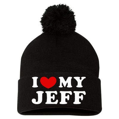 I Love My Jeff Pom Pom 12in Knit Beanie