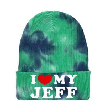 I Love My Jeff Tie Dye 12in Knit Beanie