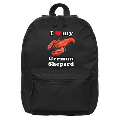 I Love My German Shepard Lobster 16 in Basic Backpack