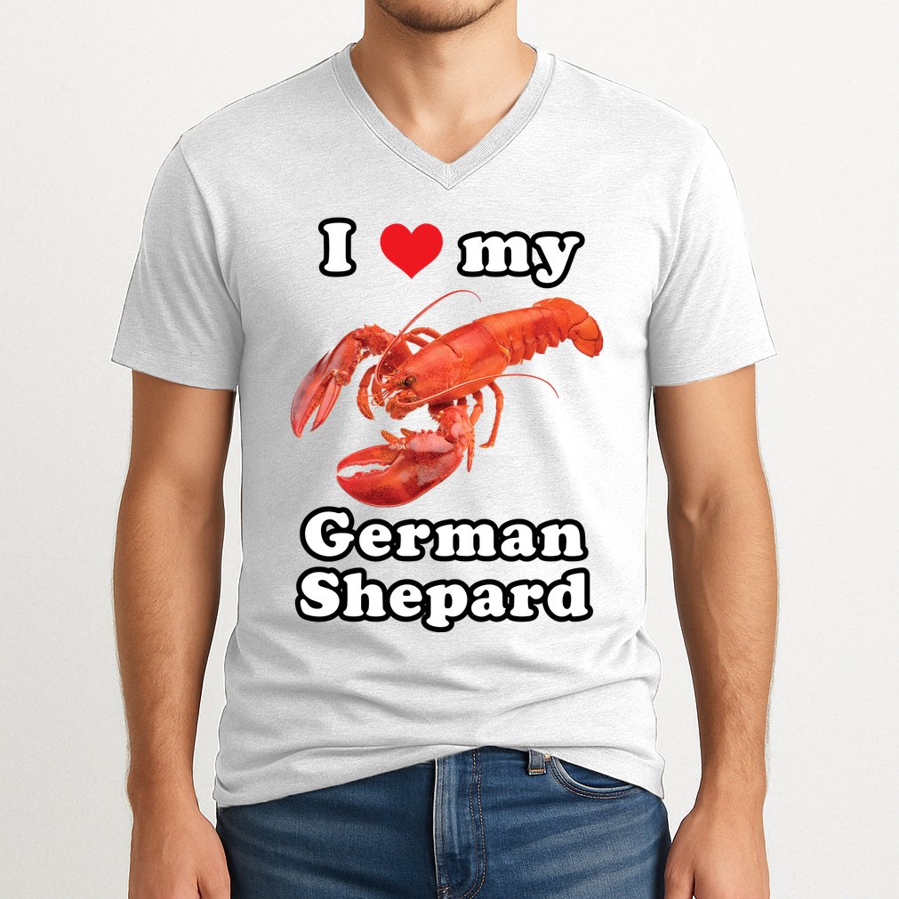 I Love My German Shepard Lobster V-Neck T-Shirt