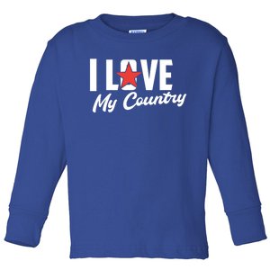 I Love My Country Awesome Freedom 4th Of July Bbq Party Gift Toddler Long Sleeve Shirt