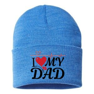 I Love My Dad I Heart Hot Dads 2023 And Moms Adorable Cute Gift Sustainable Knit Beanie