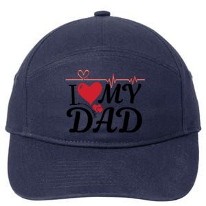 I Love My Dad I Heart Hot Dads 2023 And Moms Adorable Cute Gift 7-Panel Snapback Hat