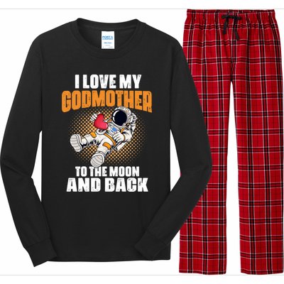 I Love My Godmother To The Moon And Back Mom Mommy Cool Gift Long Sleeve Pajama Set