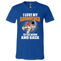 I Love My Godmother To The Moon And Back Mom Mommy Cool Gift V-Neck T-Shirt