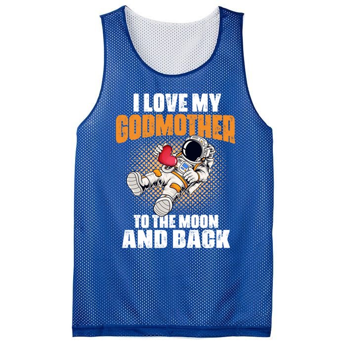 I Love My Godmother To The Moon And Back Mom Mommy Cool Gift Mesh Reversible Basketball Jersey Tank