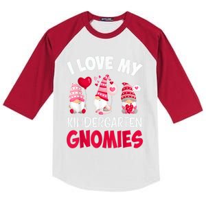 I Love My Kindergarten Gnomies Cute Valentines Day Teacher Kids Colorblock Raglan Jersey