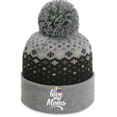 I Love My Moms Gift Lgbtq+ Son Or Daughter Gift I Have 2 Moms! Gift The Baniff Cuffed Pom Beanie