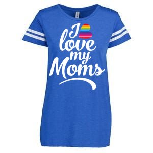 I Love My Moms Gift Lgbtq+ Son Or Daughter Gift I Have 2 Moms! Gift Enza Ladies Jersey Football T-Shirt