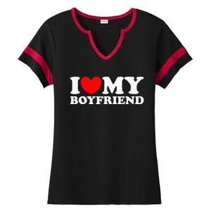 I Love My Boyfriend I Heart My Boyfriend Ladies Halftime Notch Neck Tee