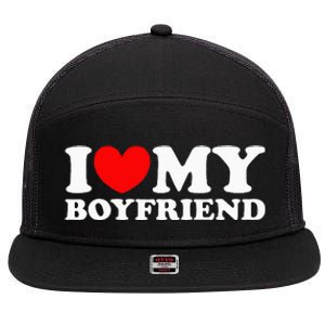 I Love My Boyfriend I Heart My Boyfriend 7 Panel Mesh Trucker Snapback Hat