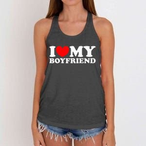 I Love My Boyfriend I Heart My Boyfriend Women's Knotted Racerback Tank