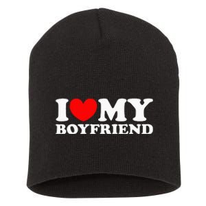 I Love My Boyfriend I Heart My Boyfriend Short Acrylic Beanie