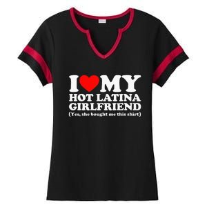 I Love My Hot Latina Girlfriend I Heart My Hot Latina Ladies Halftime Notch Neck Tee