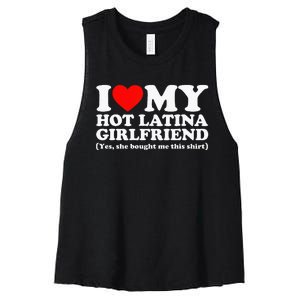 I Love My Hot Latina Girlfriend I Heart My Hot Latina Women's Racerback Cropped Tank